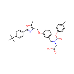 Cc1ccc(OC(=O)N(CC(=O)O)Cc2cccc(OCc3nc(-c4ccc(C(C)(C)C)cc4)oc3C)c2)cc1 ZINC000049803057