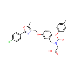 Cc1ccc(OC(=O)N(CC(=O)O)Cc2cccc(OCc3nc(-c4ccc(Cl)cc4)oc3C)c2)cc1 ZINC000044460340