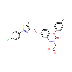 Cc1ccc(OC(=O)N(CC(=O)O)Cc2cccc(OCc3nc(-c4ccc(Cl)cc4)sc3C)c2)cc1 ZINC000049780952