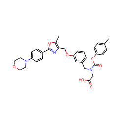 Cc1ccc(OC(=O)N(CC(=O)O)Cc2cccc(OCc3nc(-c4ccc(N5CCOCC5)cc4)oc3C)c2)cc1 ZINC000049780852