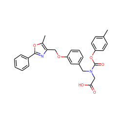 Cc1ccc(OC(=O)N(CC(=O)O)Cc2cccc(OCc3nc(-c4ccccc4)oc3C)c2)cc1 ZINC000049071198