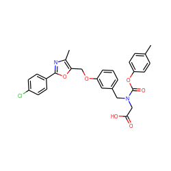 Cc1ccc(OC(=O)N(CC(=O)O)Cc2cccc(OCc3oc(-c4ccc(Cl)cc4)nc3C)c2)cc1 ZINC000049068395