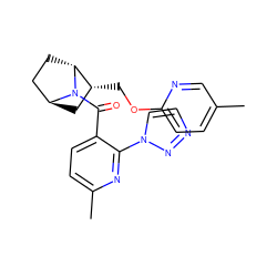 Cc1ccc(OC[C@@H]2C[C@H]3CC[C@H]2N3C(=O)c2ccc(C)nc2-n2ccnn2)nc1 ZINC000473162780