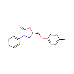 Cc1ccc(OC[C@@H]2CN(c3ccccc3)C(=O)O2)cc1 ZINC000049112573