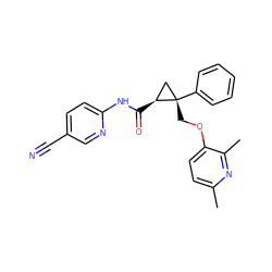 Cc1ccc(OC[C@]2(c3ccccc3)C[C@@H]2C(=O)Nc2ccc(C#N)cn2)c(C)n1 ZINC000204897371