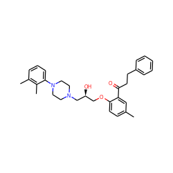 Cc1ccc(OC[C@H](O)CN2CCN(c3cccc(C)c3C)CC2)c(C(=O)CCc2ccccc2)c1 ZINC000096941813