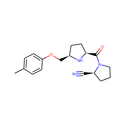 Cc1ccc(OC[C@H]2CC[C@@H](C(=O)N3CCC[C@H]3C#N)N2)cc1 ZINC000014947540