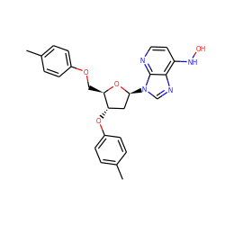 Cc1ccc(OC[C@H]2O[C@@H](n3cnc4c(NO)ccnc43)C[C@@H]2Oc2ccc(C)cc2)cc1 ZINC000026294344