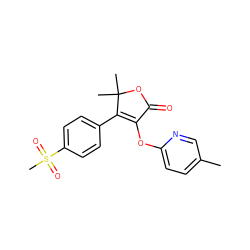 Cc1ccc(OC2=C(c3ccc(S(C)(=O)=O)cc3)C(C)(C)OC2=O)nc1 ZINC000026938118