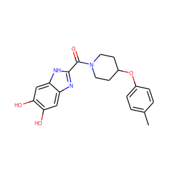 Cc1ccc(OC2CCN(C(=O)c3nc4cc(O)c(O)cc4[nH]3)CC2)cc1 ZINC000036294485