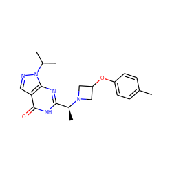 Cc1ccc(OC2CN([C@@H](C)c3nc4c(cnn4C(C)C)c(=O)[nH]3)C2)cc1 ZINC001772642857