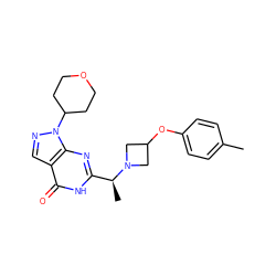 Cc1ccc(OC2CN([C@@H](C)c3nc4c(cnn4C4CCOCC4)c(=O)[nH]3)C2)cc1 ZINC001772648177