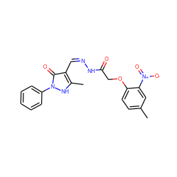 Cc1ccc(OCC(=O)N/N=C\c2c(C)[nH]n(-c3ccccc3)c2=O)c([N+](=O)[O-])c1 ZINC000169325485