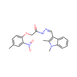 Cc1ccc(OCC(=O)N/N=C\c2c(C)n(C)c3ccccc23)c([N+](=O)[O-])c1 ZINC000004956315