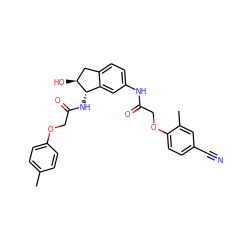 Cc1ccc(OCC(=O)N[C@H]2c3cc(NC(=O)COc4ccc(C#N)cc4C)ccc3C[C@@H]2O)cc1 ZINC000084728386