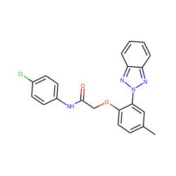 Cc1ccc(OCC(=O)Nc2ccc(Cl)cc2)c(-n2nc3ccccc3n2)c1 ZINC000001059037