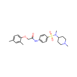 Cc1ccc(OCC(=O)Nc2ccc(S(=O)(=O)N(C)C3CCN(C)CC3)cc2)c(C)c1 ZINC000014513574