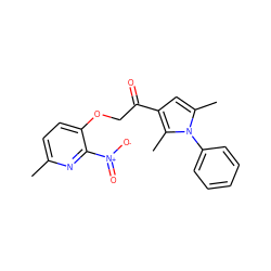 Cc1ccc(OCC(=O)c2cc(C)n(-c3ccccc3)c2C)c([N+](=O)[O-])n1 ZINC000008684919