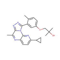 Cc1ccc(OCC(C)(C)O)cc1-c1nnc2c(C)nc3ccc(C4CC4)nc3n12 ZINC000145731484