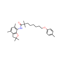 Cc1ccc(OCCCCCCC(C)(C)C(=O)Nc2c(C)cc(C)c3c2OC(C)(C)C3)cc1 ZINC000013747653