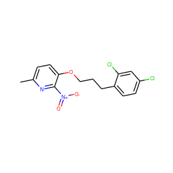 Cc1ccc(OCCCc2ccc(Cl)cc2Cl)c([N+](=O)[O-])n1 ZINC000082157944