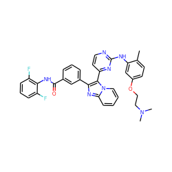 Cc1ccc(OCCN(C)C)cc1Nc1nccc(-c2c(-c3cccc(C(=O)Nc4c(F)cccc4F)c3)nc3ccccn23)n1 ZINC000113541501