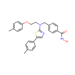 Cc1ccc(OCCN(Cc2ccc(C(=O)NO)cc2)c2ncc(-c3ccc(C)cc3)s2)cc1 ZINC000045315314