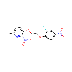 Cc1ccc(OCCOc2ccc([N+](=O)[O-])cc2F)c([N+](=O)[O-])n1 ZINC000082157930