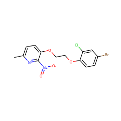 Cc1ccc(OCCOc2ccc(Br)cc2Cl)c([N+](=O)[O-])n1 ZINC000073222296