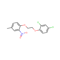 Cc1ccc(OCCOc2ccc(Cl)cc2Cl)c([N+](=O)[O-])c1 ZINC000073220923