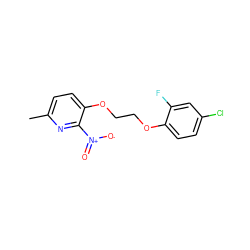 Cc1ccc(OCCOc2ccc(Cl)cc2F)c([N+](=O)[O-])n1 ZINC000082157927