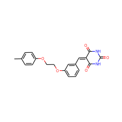 Cc1ccc(OCCOc2cccc(C=C3C(=O)NC(=O)NC3=O)c2)cc1 ZINC000002997374