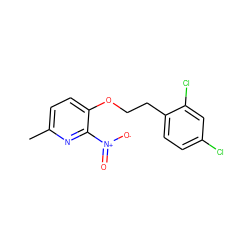 Cc1ccc(OCCc2ccc(Cl)cc2Cl)c([N+](=O)[O-])n1 ZINC000066129025