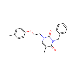 Cc1ccc(OCCn2cc(C)c(=O)n(Cc3ccccc3)c2=O)cc1 ZINC000004753469