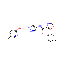 Cc1ccc(OCCn2cc(NC(=O)c3ncoc3-c3cccc(C)c3)cn2)nc1 ZINC001772584092