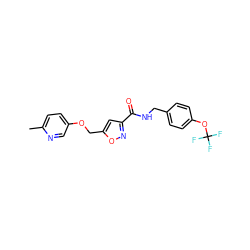 Cc1ccc(OCc2cc(C(=O)NCc3ccc(OC(F)(F)F)cc3)no2)cn1 ZINC000011938501