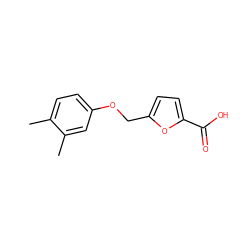 Cc1ccc(OCc2ccc(C(=O)O)o2)cc1C ZINC000000135513