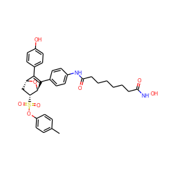 Cc1ccc(OS(=O)(=O)[C@@H]2C[C@H]3O[C@H]2C(c2ccc(NC(=O)CCCCCCC(=O)NO)cc2)=C3c2ccc(O)cc2)cc1 ZINC000473097857