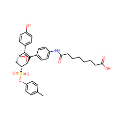 Cc1ccc(OS(=O)(=O)[C@@H]2C[C@H]3O[C@H]2C(c2ccc(NC(=O)CCCCCCC(=O)O)cc2)=C3c2ccc(O)cc2)cc1 ZINC000473089077