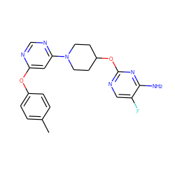 Cc1ccc(Oc2cc(N3CCC(Oc4ncc(F)c(N)n4)CC3)ncn2)cc1 ZINC000049793067