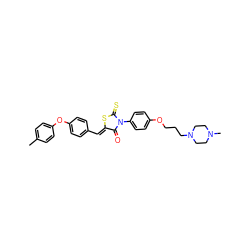 Cc1ccc(Oc2ccc(/C=C3\SC(=S)N(c4ccc(OCCCN5CCN(C)CC5)cc4)C3=O)cc2)cc1 ZINC000205105651