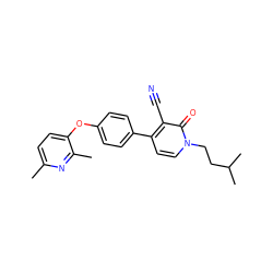 Cc1ccc(Oc2ccc(-c3ccn(CCC(C)C)c(=O)c3C#N)cc2)c(C)n1 ZINC000084670282