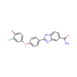 Cc1ccc(Oc2ccc(-c3nc4cc(C(N)=O)ccc4[nH]3)cc2)cc1Cl ZINC000013612080