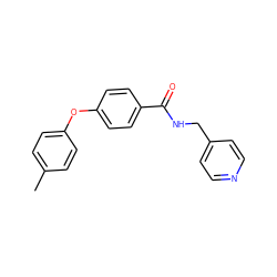 Cc1ccc(Oc2ccc(C(=O)NCc3ccncc3)cc2)cc1 ZINC000004054502