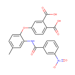 Cc1ccc(Oc2ccc(C(=O)O)c(C(=O)O)c2)c(NC(=O)c2cccc([N+](=O)[O-])c2)c1 ZINC000013580646