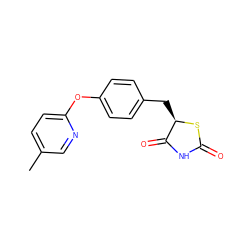 Cc1ccc(Oc2ccc(C[C@H]3SC(=O)NC3=O)cc2)nc1 ZINC000045373183