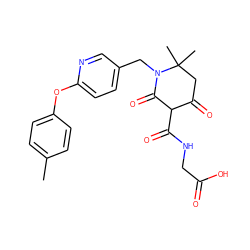 Cc1ccc(Oc2ccc(CN3C(=O)C(C(=O)NCC(=O)O)C(=O)CC3(C)C)cn2)cc1 ZINC001772636509