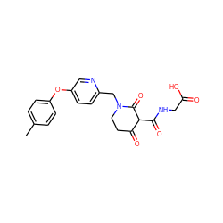 Cc1ccc(Oc2ccc(CN3CCC(=O)C(C(=O)NCC(=O)O)C3=O)nc2)cc1 ZINC000208160962