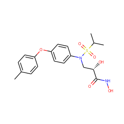 Cc1ccc(Oc2ccc(N(C[C@H](O)C(=O)NO)S(=O)(=O)C(C)C)cc2)cc1 ZINC000029127936