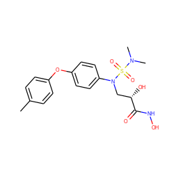 Cc1ccc(Oc2ccc(N(C[C@H](O)C(=O)NO)S(=O)(=O)N(C)C)cc2)cc1 ZINC000029127791